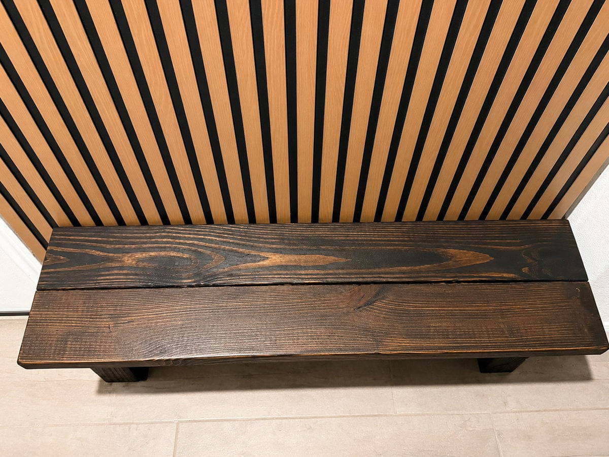 Handmade Rustic Entryway Bench | Dark Walnut Wood Bench