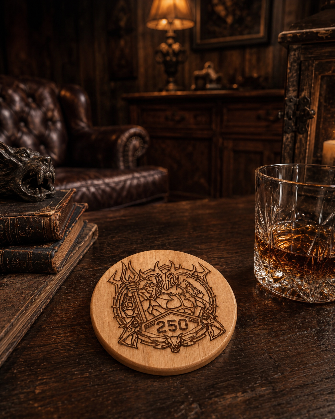 The Warlord’s Mark Coaster – Handmade Southern Gothic Wooden Coaster SINGLE
